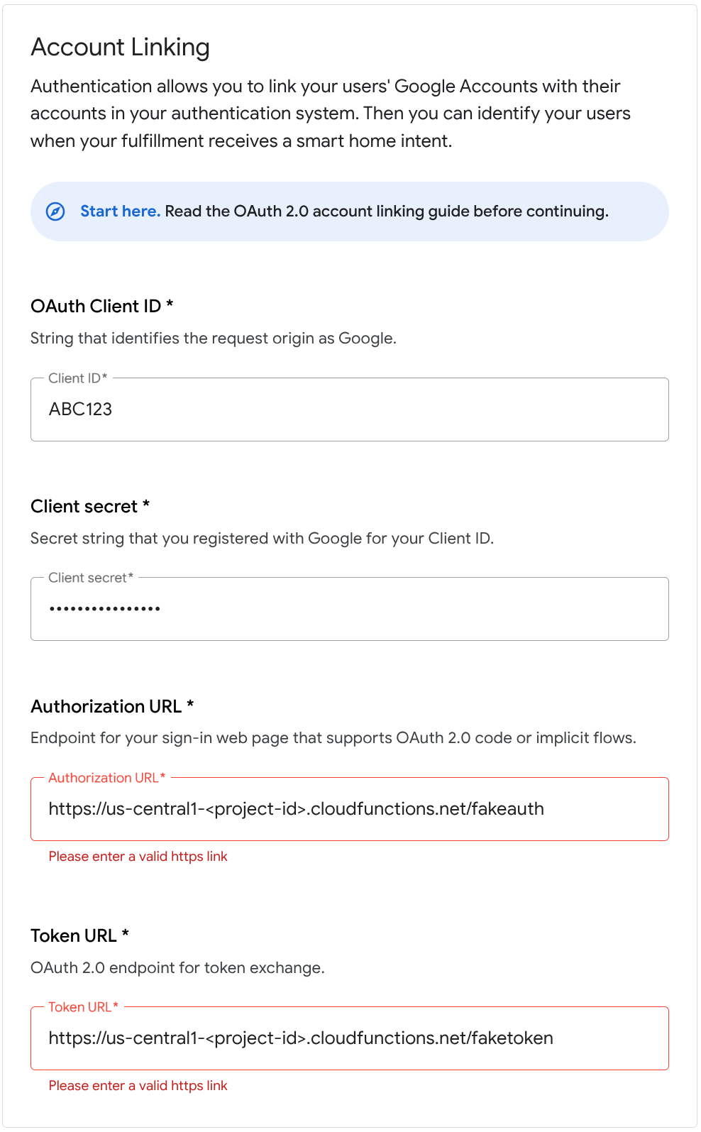 Update account linking URLs
