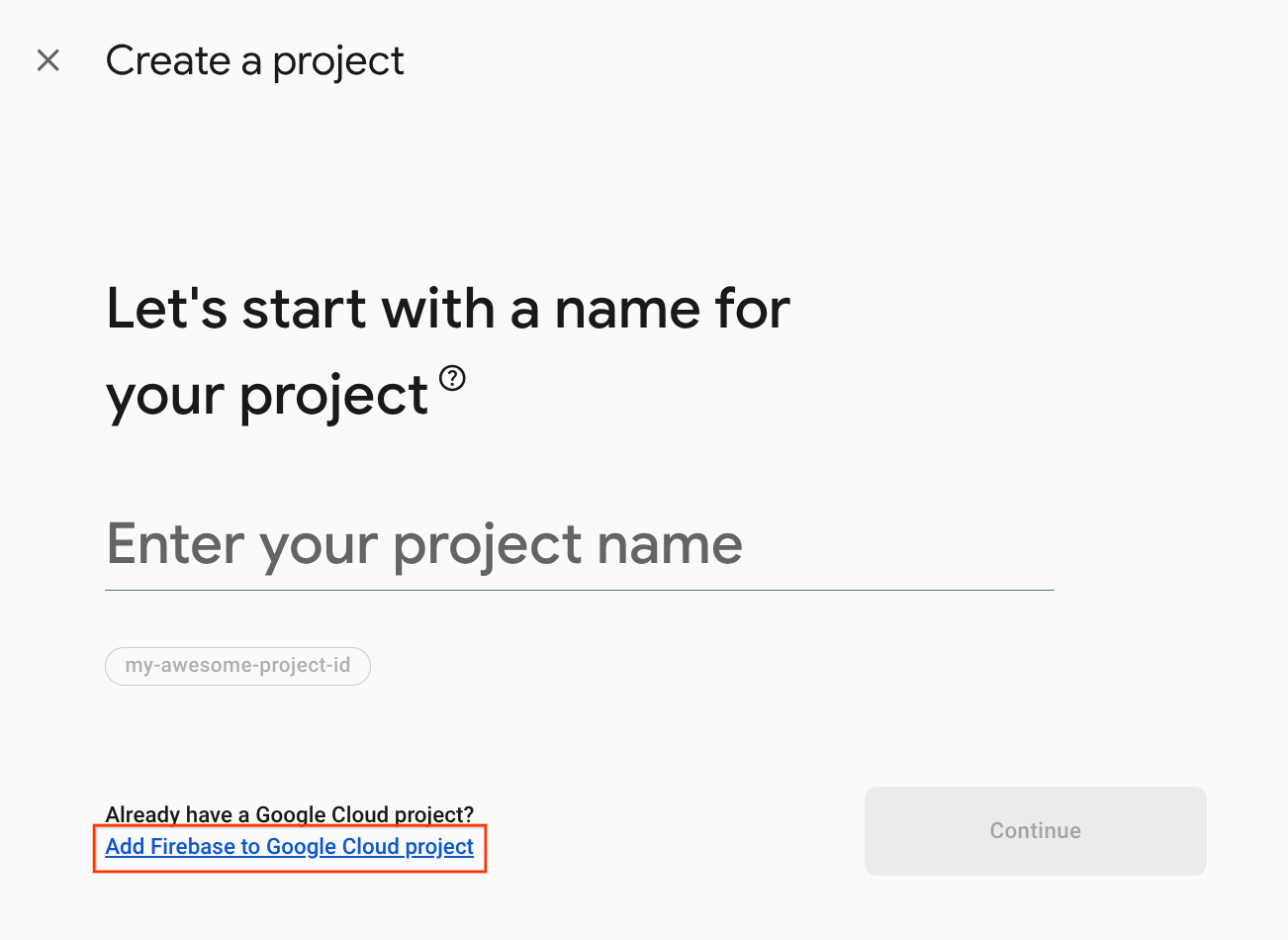 เพิ่ม Firebase ไปยังโปรเจ็กต์ Google Cloud