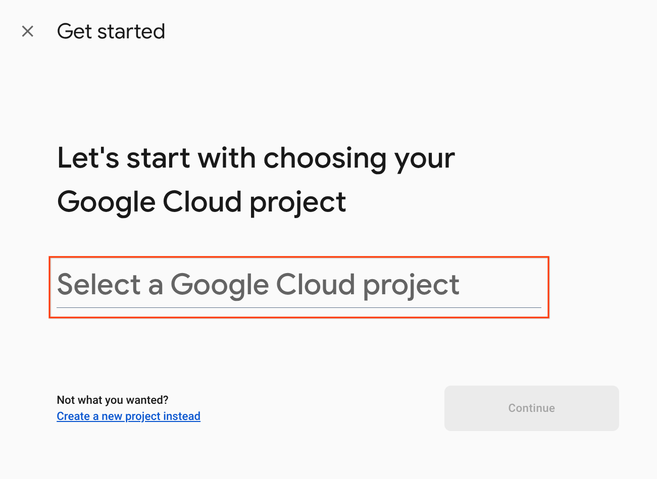 Google Cloud 프로젝트 선택