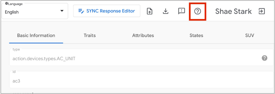 This figure shows the UX tool for adding a new device type in
Google Home Playground.